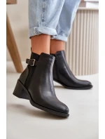 Dámské zimní zateplené boty na podpatku s přezkou Černé Nevillira