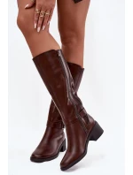 Zateplené dámské kozačky na klínku se řemínkem Sergio Leone KZ25826 hnědé