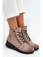 Dámské koturnové botky Vinceza – zateplené, béžové