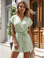Dámský letní overal s obálkovým výstřihem mint FashionStreet EY2643 Dámský letní overal s obálkovým výstřihem mint FashionStreet EY2643