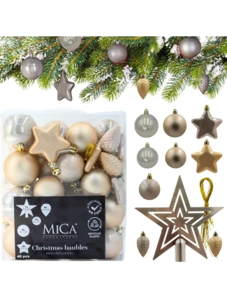 DEKORATIVNÍ PLASTOVÁ CETKA BEZPEČNÁ 40KS KRÉMOVÁ SLÍDA