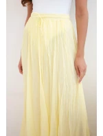 Dámská maxi bavlněná sukně s gumou v pase žlutá