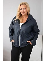 Dámská bunda Plus Size s kapucí a nastavitelným spodkem modrá