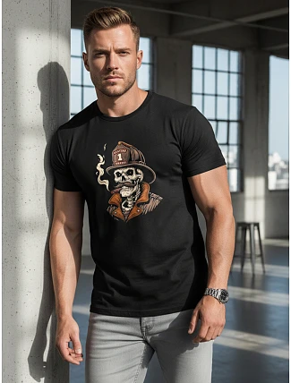Pánské hasičské tričko s potiskem lebky NX054R