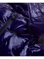 Tmavě modrá lakovaná dámská prošívaná bunda (7697) Tmavě modrá lakovaná dámská prošívaná bunda (7697)