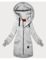 Světle šedá dámská mikina se svetrovými vsadkami LHD (AMG-172A)