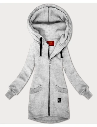 Světle šedá dámská mikina se svetrovými vsadkami LHD (AMG-172A)