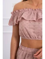 Vyšívaná souprava s kapučínovou halenkou s puntíky