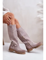 Dámské Semišové Kozačky Před Koleno Lewski 3615 Cappucino