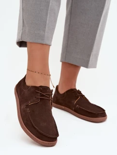 Dámské polobotky typu barefoot z přírodního semiše Zazoo 327 čokoládové