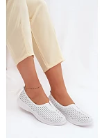 Kožené Ażurowé Dámské Polobotky Bílé Eliva