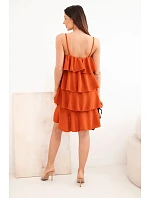 Dámské mini šaty na ramínkách s volánky rezavá Dámské mini šaty na ramínkách s volánky rezavá