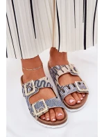 Dámské Pantofle S Přezkami A Leskem Béžové S.Barski RB51-006