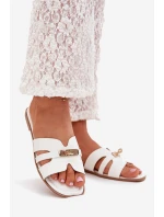 Ploché Dámské Pantofle S Páskem A Zlatým Detailem Bílé Kerenza