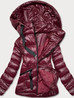 Krátká dámská zimní bunda v třešňové barvě (23066-7)