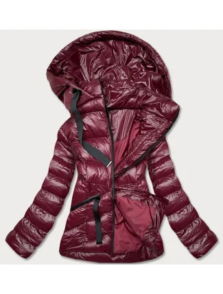 Krátká dámská zimní bunda v třešňové barvě (23066-7)