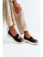 Zazoo 2939 Dámské kožené sandály s mašlí Černé