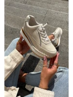 Dámské kožené tenisky na platformě Big Star – béžové