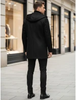 Pánský jednořadový zimní kabát černý FashionStreet CX0444