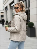 Dámská prošívaná bunda s kapucí světle šedá FashionStreet TY5535