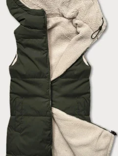 Oboustranná dámská vesta typu "beránek" v army barvě J Style (16M9166-136)