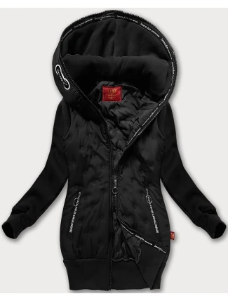 Černá dámská mikino-bunda s kapucí LHD (AMG-162A)