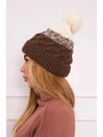 Fleecová čepice Ilona K218 cappuccino+ecru Fleecová čepice Ilona K218 cappuccino+ecru