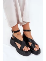 Dámské Sandály Na Platformě A Klínu Eko Kůže Černé Tenzorus