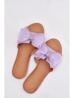 Dámské Pantofle Na Plochém Podpatku S Tylovou Mašlí Fialové Tanira