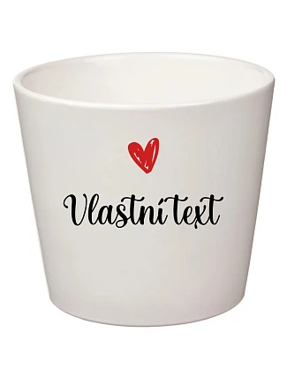 Bílý keramický květináč s vlastním textem - malý 