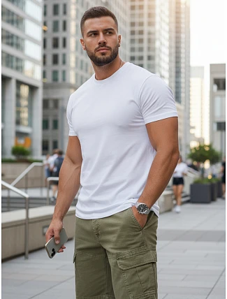 Pánské klasické bílé tričko FashionStreet RX5674