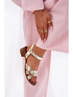 Kožené sandály na jemném podpatku Zazoo 40372 zlaté