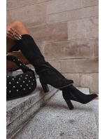 Dámské Kozaki Na Slupe Z Eko Zamszu Černé Prisca