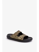 Lehké pánské pantofle s přezkami Big Star Tmavě zelená Lehké pánské pantofle s přezkami Big Star Tmavě zelená