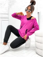 Trojdílný dámský bavlněný sportovní komplet ve fuchsijové barvě (783) Trojdílný dámský bavlněný sportovní komplet ve fuchsijové barvě (783)