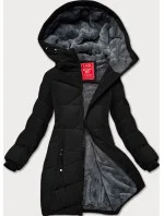 Černá dámská zimní bunda se stahovacími lemy LHD (LHD-24580)