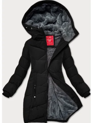 Černá dámská zimní bunda se stahovacími lemy LHD (LHD-24580)