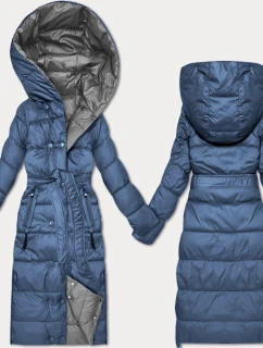 Světle modro-šedá oboustranná zimní bunda s páskem Minority (M2-6519-30+61)