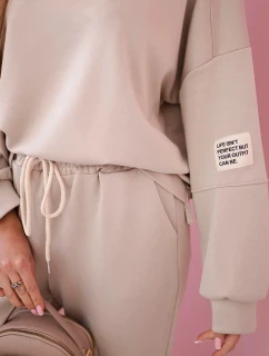 Komplet teplákové + kalhoty máslová látka béžový