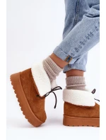 Šnekové na platformě s kožušinou Camel Olimuka