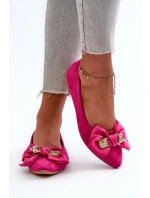Dámské baleríny z ekologického semiše s mašlí a broží Fuksie Satris Dámské baleríny z ekologického semiše s mašlí a broží Fuksie Satris