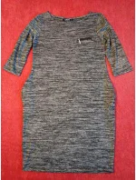 Dámské svetrové šaty 84282 tmavě šedé žíhané - Moon Dámské svetrové šaty 84282 tmavě šedé žíhané - Moon