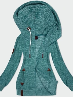 Rozepínací dámská polarová (fleecová) mikina v tyrkysové melanžové barvě (2310)