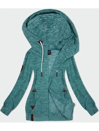 Rozepínací dámská polarová (fleecová) mikina v tyrkysové melanžové barvě (2310)