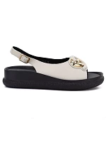 Dámské kožené sandály na platformě béžové S.Barski 61-6047