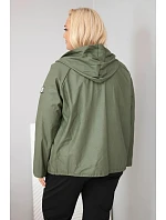 Dámská bunda Plus Size s kapucí a nastavitelným spodním okrajem khaki