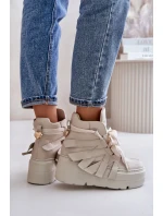 Kožené Dámské Tenisky Na Masivní Platformě Béžové CheBello 4561 Kožené Dámské Tenisky Na Masivní Platformě Béžové CheBello 4561