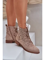 Šněrovací Boty S Děrovaným Vzorem S.Barski HY51-136 Béžové Šněrovací Boty S Děrovaným Vzorem S.Barski HY51-136 Béžové