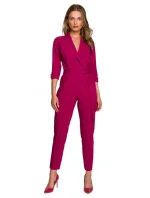 S316 Overal se šálovým límcem - švestka S316 Overal se šálovým límcem - švestka