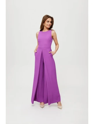 K184 Kombinéza s širokými nohavicemi - levandulová